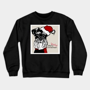 Merry Woofing Christmas Miniature Schnauzer Dog in Santa Hat Crewneck Sweatshirt